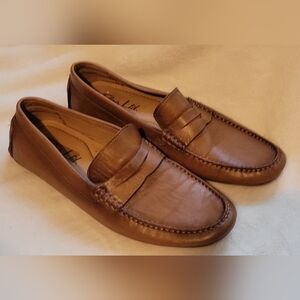 Flag Ltd Mens Brown Leather Slip-On Driver Loafers with Penny Keeper. Size 8